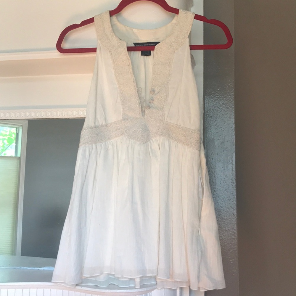 French Connection Cream gauzy top